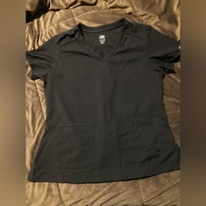 Medcouture brand, size large, black 3 pocket scrub top